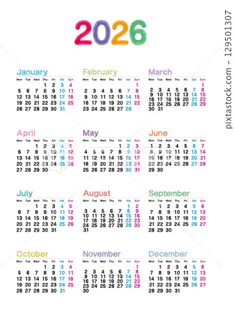 2026 embroidered calendar with Monday start and no Japanese holidays 129501307