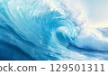 藍色海洋中的巨浪，巨浪的特寫 129501311