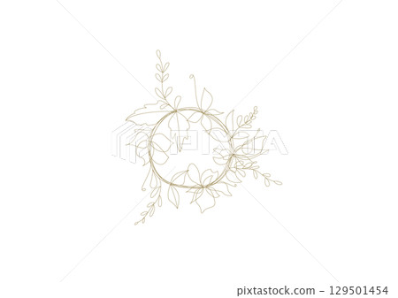 Natural line drawing wreath flower 129501454
