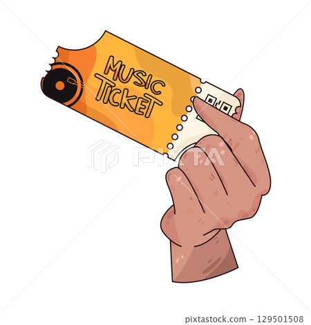 illustration of hand holding music ticket 129501508