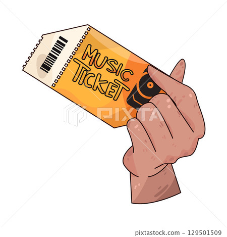 illustration of hand holding music ticket 129501509