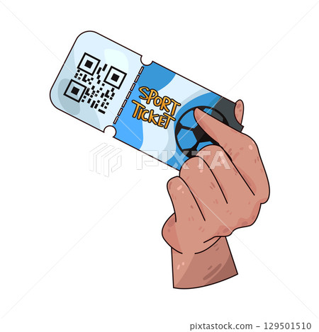 illustration of hand holding soccer ticket illustration of hand holding soccer ticket 129501510