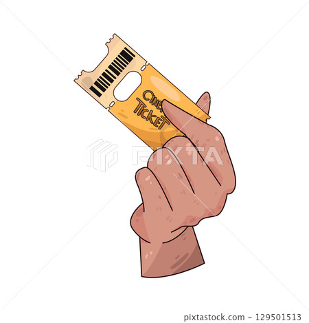 illustration of hand holding cinema ticket illustration of hand holding cinema ticket 129501513