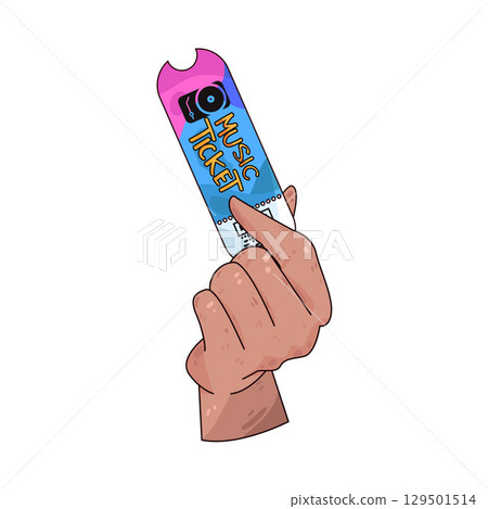 illustration of hand holding music ticket illustration of hand holding music ticket 129501514