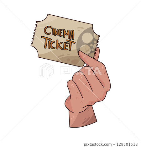 illustration of hand holding cinema ticket 129501518