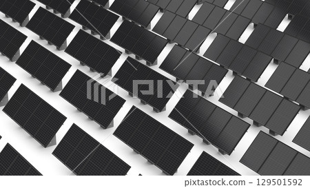 Black solar panels on white background 129501592