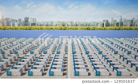 Energy storage system or battery container unit with solar panels for smart city Energy storage system or battery container unit with solar panels for smart city 129501637