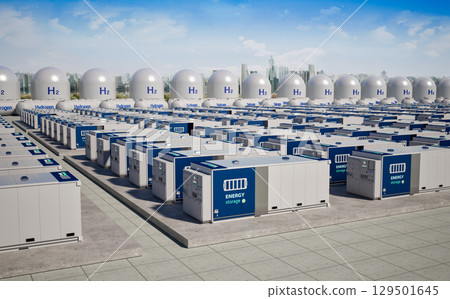 Energy storage system or battery container unit with hydrogen tanks for smart city Energy storage system or battery container unit with hydrogen tanks for smart city 129501645