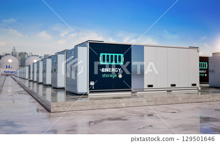 Energy storage system or battery container unit with hydrogen tanks for smart city Energy storage system or battery container unit with hydrogen tanks for smart city 129501646