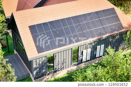Battery energy storage system for residential used with solar panel on roof 129501652
