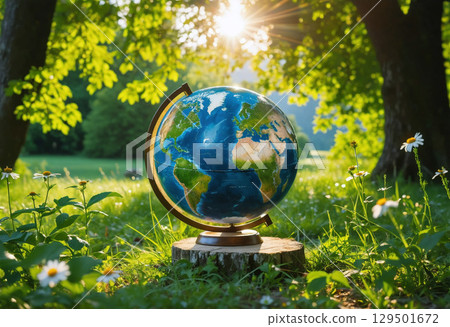 A globe nestled in green nature 129501672