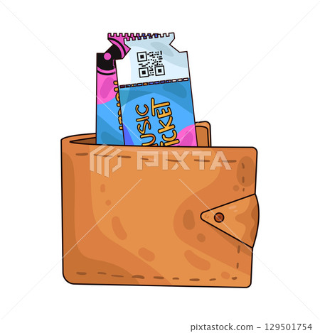illustration of ticket in wallet 129501754