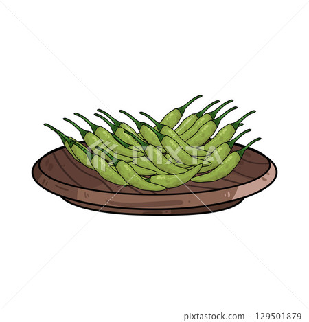 illustration of chili in wooden plate illustration of chili in wooden plate 129501879