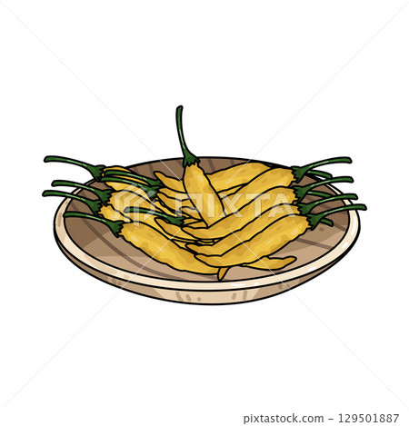 illustration of chili in wooden plate illustration of chili in wooden plate 129501887