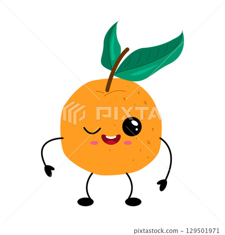 Cute orange fruit kawaii character illustration Cute orange fruit kawaii character illustration 129501971