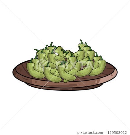 illustration of chili in wooden plate illustration of chili in wooden plate 129502012