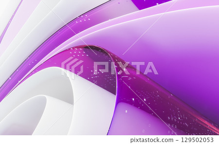 Abstract transparent layered crystal glass with white paper. digital document concept. 3d rendering 129502053