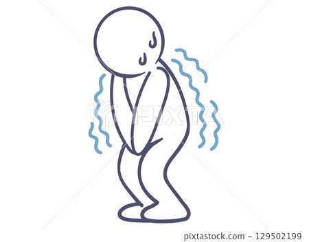 一個人在廁所裡抓東西的插圖 129502199