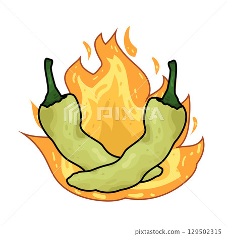 illustration of hot chili with fire 129502315