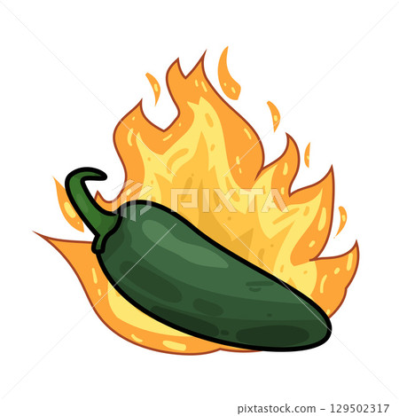 illustration of hot chili with fire illustration of hot chili with fire 129502317