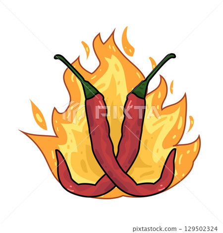 illustration of hot chili with fire illustration of hot chili with fire 129502324