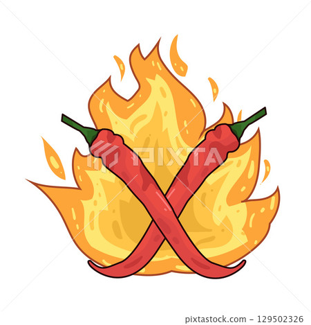 illustration of hot chili with fire 129502326