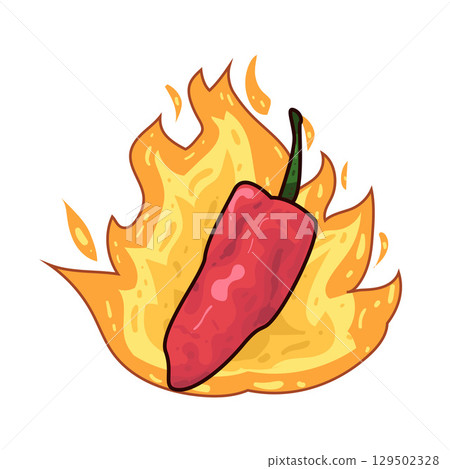 illustration of hot chili with fire 129502328