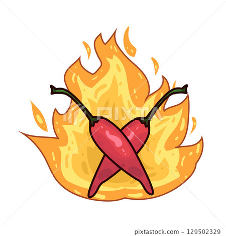 illustration of hot chili with fire 129502329
