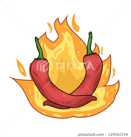illustration of hot chili with fire 129502334