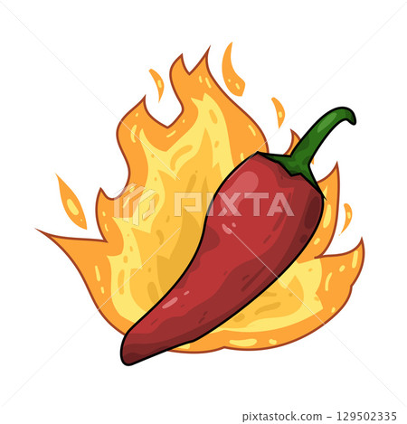 illustration of hot chili with fire 129502335