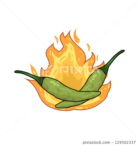 illustration of hot chili with fire illustration of hot chili with fire 129502337