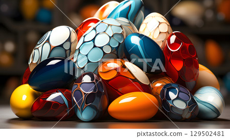 art creative composition of colored decorative chicken eggs. creative design creativity art creative composition of colored decorative chicken eggs. creative design creativity 129502481