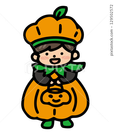 Illustration of children dressed up in Halloween costumes: pumpkins 129502572