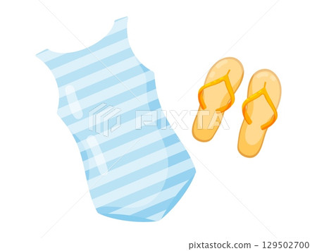 Swimsuit and Flip-Flops Vector Illustration 129502700