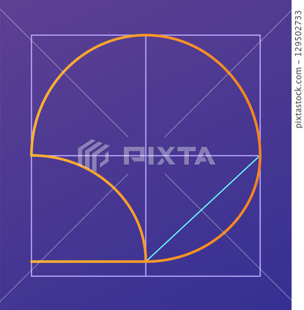 Golden ratio geometric concept. Divine proportion. Geometric shape with ideal section composition icon. Geometry harmony and balance vector illustration 129502733