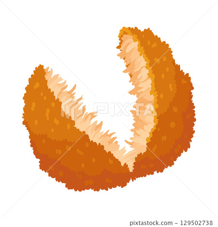 Fried chicken in roll. Crispy fried chicken piece isolated on white background. Beautiful delicious in cartoon style. Fresh fast food fry meat Fried chicken in roll. Crispy fried chicken piece isolated on white background. Beautiful delicious in cartoon style. Fresh fast food fry meat 129502738