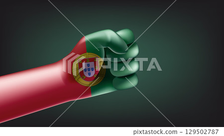 Fist with flag of Portugal. 3d vector illustration Fist with flag of Portugal. 3d vector illustration 129502787