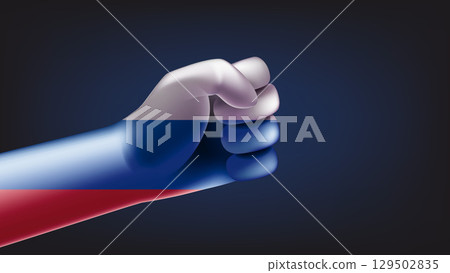 Fist with russian flag. 3d vector illustration 129502835