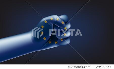 Fist with eu flag. 3d vector illustration 129502837