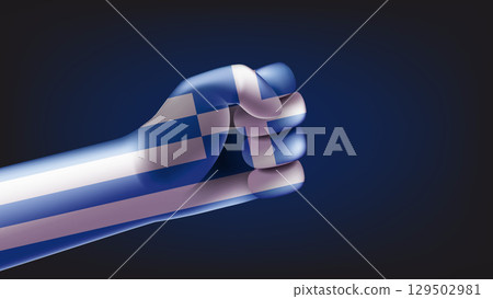 Fist with flag of greece. 3d vector illustration 129502981