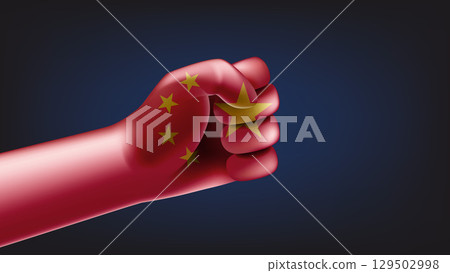 Fist with chinese flag. 3d vector illustration 129502998