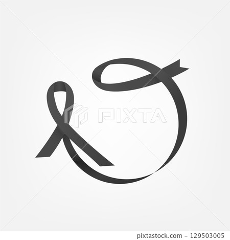 Black ribbon isolated on white background. Vector illustration 129503005