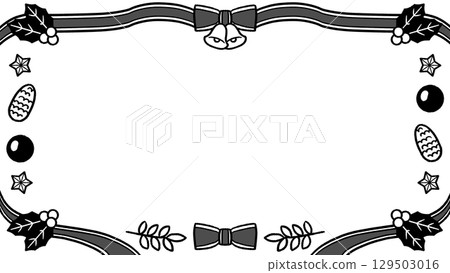 Wreath-style hand-drawn black and white frame 129503016