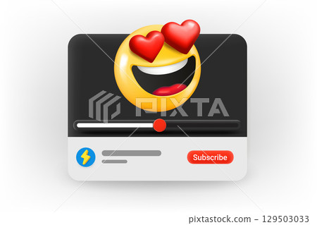 Online video player with laughing emoji, 3d Vector concept 129503033