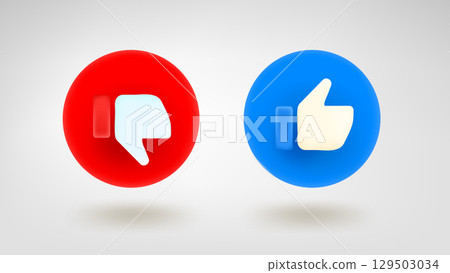 Thumbs icons set. 3d vector mobile application icon Thumbs icons set. 3d vector mobile application icon 129503034