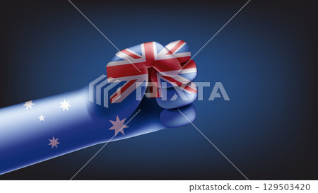Fist with flag of Australia. 3d vector illustration Fist with flag of Australia. 3d vector illustration 129503420