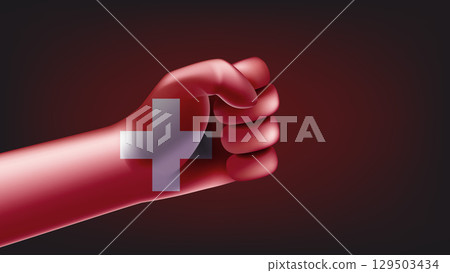 Fist with flag of switzerland. 3d vector illustration 129503434