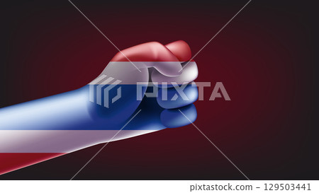 Fist with flag of Thailand. 3d vector illustration 129503441