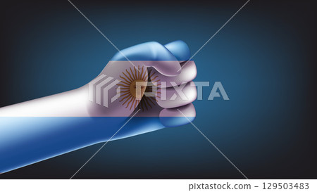 Fist with flag of Argentina. 3d vector illustration 129503483