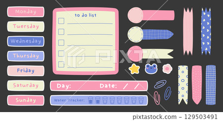 Playful doodle design with cute memo pad 129503491